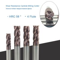 HRC58 cnc คาร์ไบด์ End Mills การเคลือบโลหะผสมเครื่องมือตัดทังสเตนเหล็ก 4 ขลุ่ย 1 2 4 5 6 8 12 มม. Shank Maching End mill