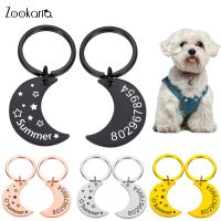 ☈◎ Personalized Collar Pet ID Tag Engraved Pet ID Name Phone Number for Cat Puppy Dog Tag Pendant Keyring Moon Pet Accessories