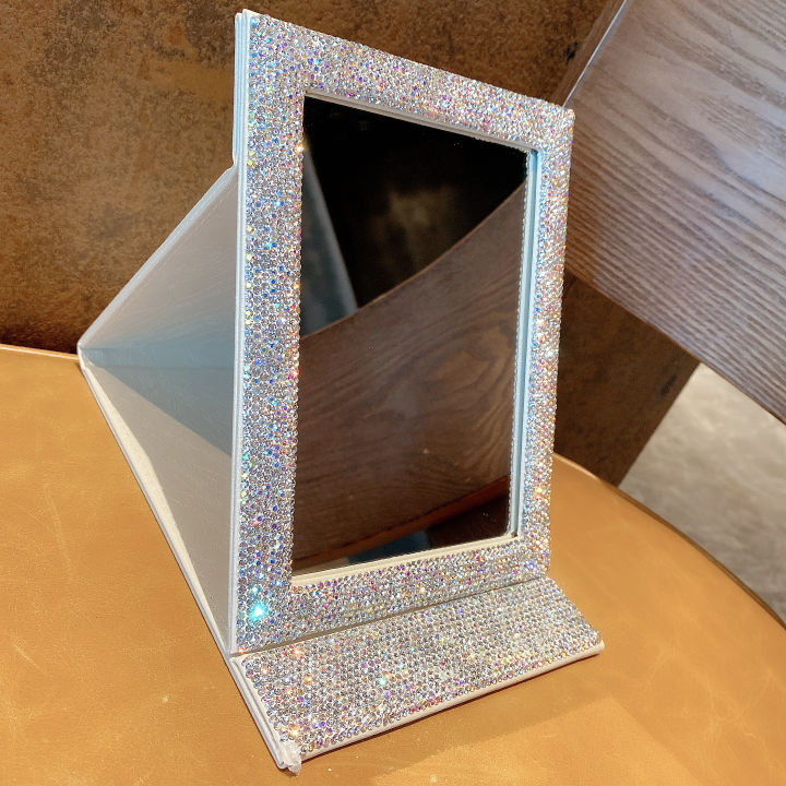 dormitory-desktop-folding-mirror-portable-folding-mirror-diamond-encrusted-folding-mirror-glitter-folding-mirror-hd-folding-mirror