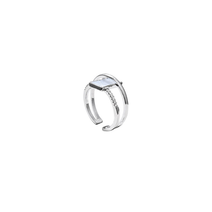 แหวนสองชั้นออกแบบผู้หญิงแหวนนิ้วชี้ปรับได้หรูหราเบาๆ-2023-แหวนอเนกประสงค์ระดับไฮเอนด์อินเทรนด์ใหม่