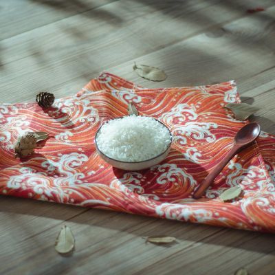 Japanese Wave Pattern Placemat Cotton Linen Napkin Food Background