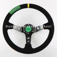 ▼◑ TAKATA 14 350MM Steering Wheel Velvety Leather Sports Racing Horn Button Braided Thread Car For Toyota Honda JDM Style