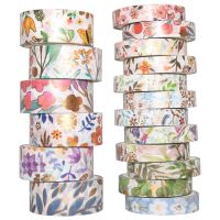 18ชิ้น/เซ็ตฟอยล์สีทอง Washi เทปน่ารักดอกไม้กระดาษกาวตกแต่งสติกเกอร์เทปกาว Scrapbooking DIY ไดอารี่เครื่องเขียน