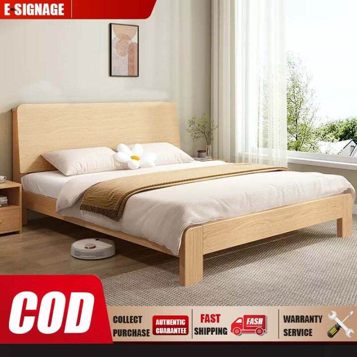 Queen/King Solid Wood Bed Frame Modern Minimalist Economy Bedroom