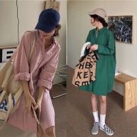 พร้อมส่ง ??? shirt dress minimal C3158 เชิ้ตเดรส เดรสเชิ้ตมินิมอล มี 2 สี ชมพู เขียว