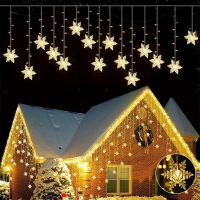 LED Fairy Snowflake String Lights Christmas Curtain Light Outdoor Waterproof Window String Lights for Party Patio Room Decor