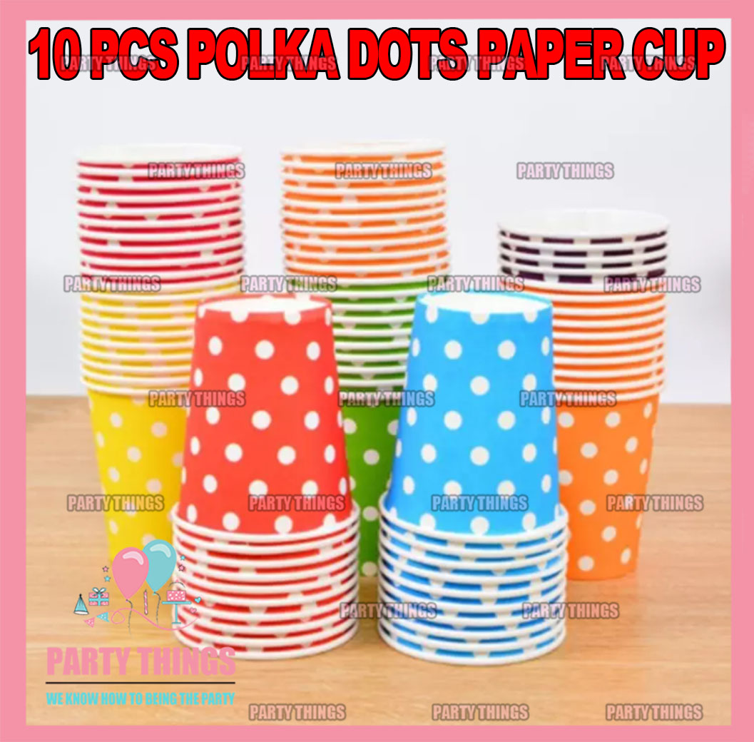 TOOGOO 10pcs Polka Dots Paper Tableware Cups Birthday Party Wedding Events Drinking,pink R 