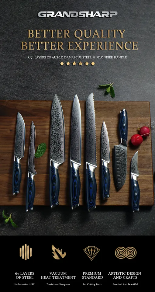 Grandsharp 67 Layers Japanese Damascus Knife Damascus Chef Knife