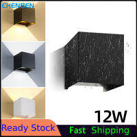 CHENBEN IP65โคมไฟติดผนังสี่เหลี่ยมกันน้ำ 12W ข้างเตียงนอน LED ระเบียงในสวนห้องนั่งเล่นในร่มไฟสำหรับบ้านผนังโคมไฟอะลูมิเนียมนอกอาคาร