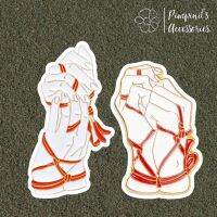 ʕ •ᴥ•ʔ ✿ พร้อมส่ง : เข็มกลัดเซ็ทมือสีขาวถูกมัดเชือกสีแดง | White Hands Tied in A Red Rope Enamel Brooch Pin Set.