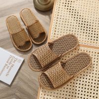 Rattan gr home slippers wooden floor indoor straw mat sandals and for men women linen summer hotel bamboo rattan