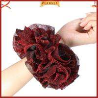 PEANSEA กำมะหยี่สีทอง ขนาดใหญ่ scrunchies ศิลปะผ้าศิลปะ ชุดคลุมศีรษะ แถบยางยืดหยุ่น ง่ายๆ อีลาสติก เชือกมัดผมหางม้าแวววาว ผมเส้นผม