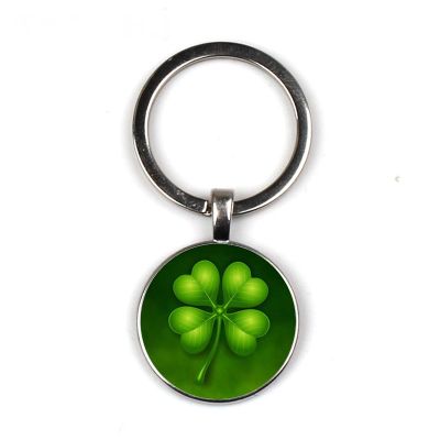 【CW】☄✺  Four-leaf clover Keychain Glass Gem Jewelry Custom Photo Personality  Keychains
