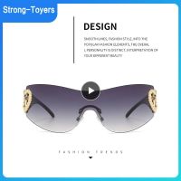 【CC】 Glasses Frameless Polarized Eyeglasses Brand Designer Fashion Trend Gradient Conjoined Sunglasses Uv400