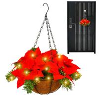 Christmas Artificial Basket Artificial Basket Garlands Multi Lights Flower Basket Reusable Festive Christmas Ornaments Garlands Sturdy Artificial Basket For Balcony Porch expedient