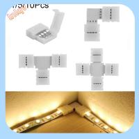 LNLQV 1/5/10PCS สำหรับ 3528 5050 คลิปต่อ Coupler ไร้บัดกรี ขั้วต่อ LED Strip 10mm PCB 4Pin