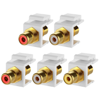 10-Pack RCA Keystone Jack Insert Connector Socket Female Snap in Adapter Port Gold Plated Inline Coupler for Wall Plate