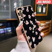 JIUMOO เคส A30s ลายการ์ตูนมิกกี้ปลอกสำหรับ Samsung A50 A50s เคสโทรศัพท์บางหรูหราชุบคลุมทั้งหมดเคสซิลิโคนป้องกันเลนส์กล้องลายขอบสี่เหลี่ยมเคสกันกระแทกแฟชั่น