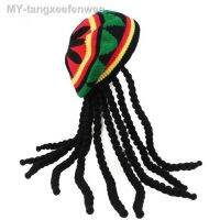 usaj61946 Chapéu de tranças falsas สำหรับบ้านและ mulheres chapéu la tricotando ตกแต่งวันฮาโลวีน จาเมกาโน Bob Marley gorro Rasta inverno