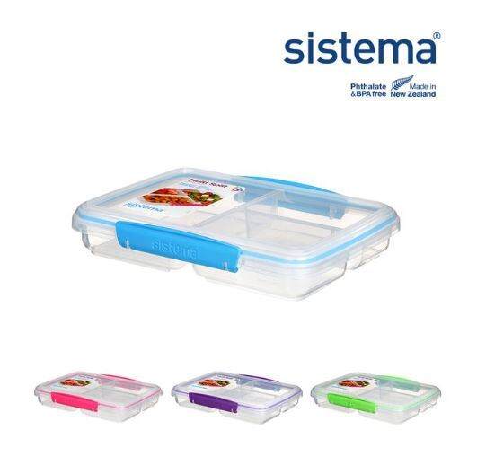 Sistema Food Storage Containers with 3 Compartments and Lids Lunch Box