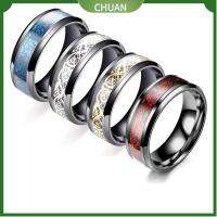 CHUAN ของขวัญ สีดำ ขนาด 6-13 สแตนเลส มังกรเซลติก ไทเทเนียม แหวนผู้ชาย วงดนตรีงานแต่งงาน