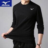 ♗Mizuno Men S Fleece Spring New Contracted Round Collar Shirt Joker Long-Sleeved T-Shirts Render Unlined Upper Garment เสื้อเชิ้ตแขนยาว