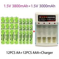 Gratis Ongkir + 100% ต้นฉบับ AA3.8Ah 1.5 V + แบตเตอรี่แบบชาร์จไฟได้ AAA3.0Ah Ni-MH 1.5 V แบตเตอรี่สำหรับหนูคอมพิวเตอร์ของเล่นอื่นๆ