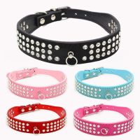 【CW】 Rhinestone Dog Cat Collars Dogs Bling Crystal Bow PU Leather Pet Collar Puppy Cats Necklace Dog Harness