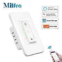 Milfra Tuya WiFi Dimmer Light Switch 3 Way One-key Smart Dimmable Switches Voice Remote Control Works with Alexa Google Home