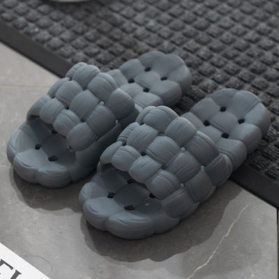 [YourHome] Quilted Bathroom Slippers Anti-slip Quick Drying Shower Slides Charcoal Grey 40-41 for women 1EA