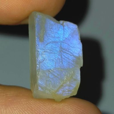 พลอย ก้อน มูนสโตน มุกดาหาร เหลือบ ฟ้าน้ำเงิน ธรรมชาติ ดิบ แท้ ( Unheated Natural Blue Flash Moonstone ) หนัก 15.43 กะรัต