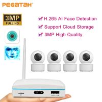 PEGATAH 8CH ชุดระบบรักษาความปลอดภัยของกล้องกล้องวงจรปิดแบบ NVR ในร่มมินิ3MP P2P ไวไฟชุดกล้อง IP ระบบเฝ้าระวังวิดีโอ IP แบบไร้สาย