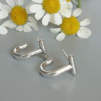 Sterling silver U hoops | Broken hoop ear studs | Bar and U studs |  Minimalist ear hoops | Casual wear hoops | E1064