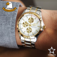 AMERICA EAGLE นาฬิกาข้อมือสุภาพบุรุษ สายสแตนเลส รุ่น AE010G - SilverGold/White