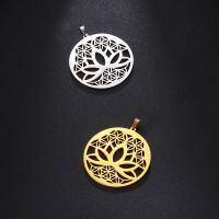 EUEAVAN 10Pcs Flower Of Life Lotus Necklace Pendant Stainless Steel Charms Amulet Buddhism Yoga Meditation Jewelry Making Supply