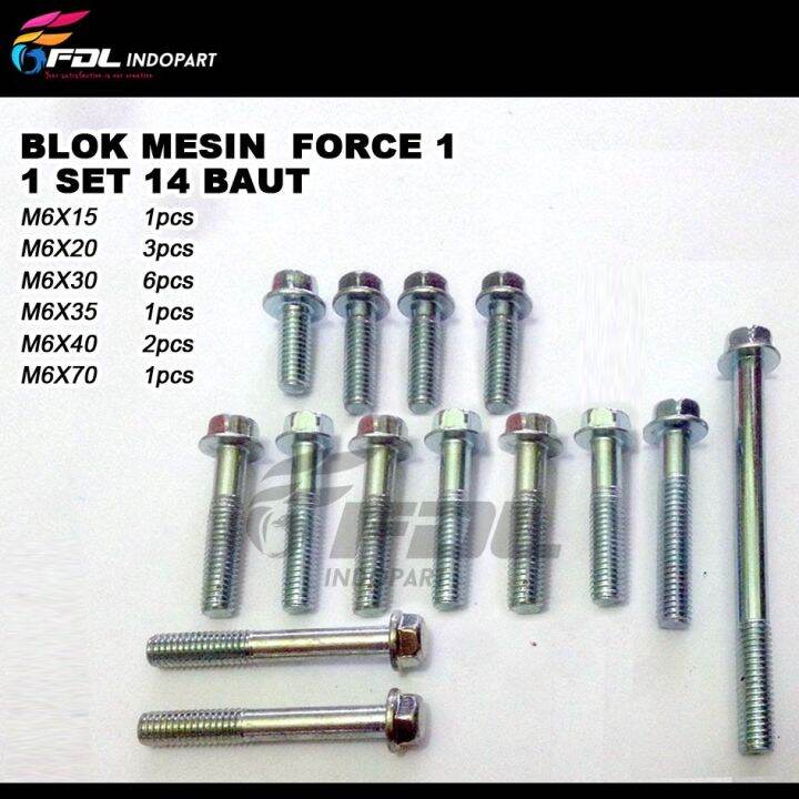 Set Baut Baut Baud Block Blok Mesin Crankcase Kiri Kanan Motor