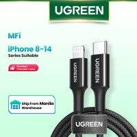 【Taotao Electronics】 UGREEN USB-C ข้อมูลหัวไลท์นิงสายเคเบิล MFi ได้รับการรับรอง480Mbps สีดำเหมาะสำหรับ iPhone 14/13/12 /Ipad/macbook Pro