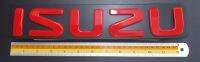 Logo Isuzu ติกกระจังหน้ารถ D-max all new 31*6 cm สีแดง พื้นดำ