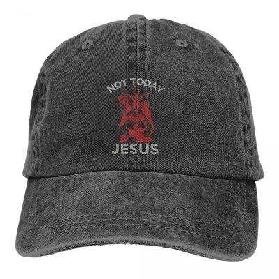 Pure Color Dad Hats Not Today Jesus Sigil Death Metal Parody Womens Hat Baseball Caps Baphomet Satan Lucifer Peaked Cap