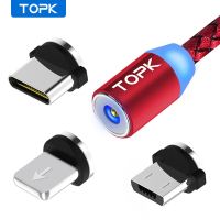 [A Necessary]♟♨TOPK R-Line นำเคเบิลไมโคร USB แม่เหล็ก Amp; Type-C แม่เหล็กที่ชาร์จสำหรับไอโฟน X 8 7 6 Plus C สายโทรศัพท์สีแดง