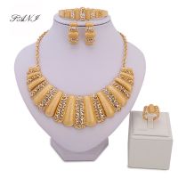 【lz】✷☬♙  Italiano 18k Conjunto de Jóias Banhado a Ouro para Mulheres Jóias Dois Tons Elegante Festa Pingente Colar Brincos e Pulseira mais recente