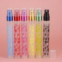 ◙☈ 6 Pcs/lot Frosted Printed 10ml Glass Perfume Spray Bottles Atomizer Empty Refillable Portable Mini Parfum Bottle