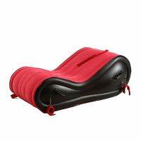 Red Inflatable Sofa 440Lb Loading-Carrying Capacity PVC Flocking  Furniture Air Cushion Furniture  Sofa For Couples E5-3-2