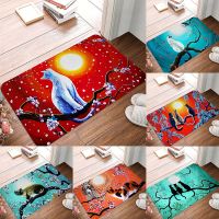 Customizable Door Mat Outdoor Bathroom Kitchen Living Room Floor Mat Home Oil Painting Cat Pattern Non-slip Suede Carpet Drawing Painting Supplies