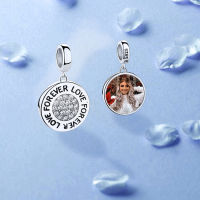 ELESHE Crystal CZ Round Forever Love Custom Photo Charm 925 Sterling Silver Bead fit Original Bracelets Women DIY Jewelry