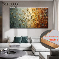 Barocco Hand Painted Oil Painting Abstract Golden Leaf Oil Painting Home Hotel Wall Decoration