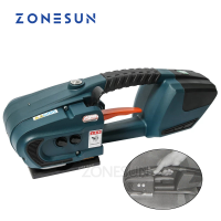 ZONESUN เครื่องรัดพลาสติก PP JDC 13มม.-16มม.,เครื่องมือสายรัดแบตเตอรี่4.0A/12V มาพร้อมกับแบตเตอรี่2ก้อน