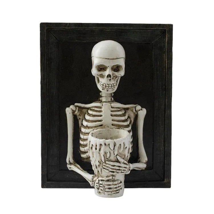 Skeleton Candle Holder Halloween Artwork Candlestick Spooky Table ...