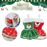 ZZOOI 2 Colors Dog Christmas Outfit Dog Holiday Dress Girls Lightweight Dog Costume Pet Clothes With Fur Collar Winter Cat Clothes