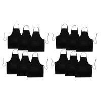 12 Pack Black Kitchen Apron with 2 Pockets Anti-Dirty Apron Suitable for Barbecue Kitchen Cooking Baking Restaurant